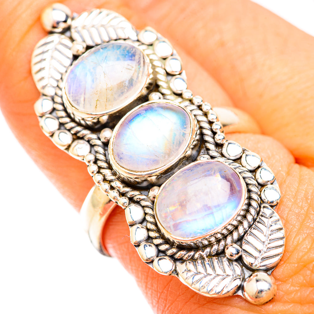 Rainbow Moonstone Rings handcrafted by Anasilvercos - RING119169