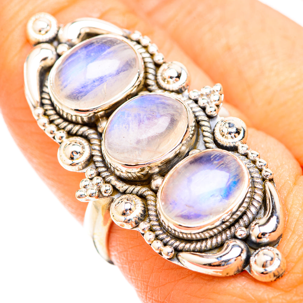 Rainbow Moonstone Rings handcrafted by Anasilvercos - RING119170