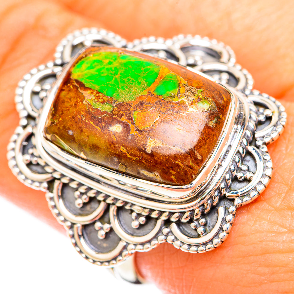 Green Copper Composite Turquoise Rings handcrafted by Anasilvercos - RING119184