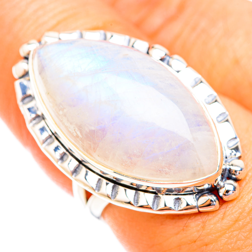 Rainbow Moonstone Rings handcrafted by Anasilvercos - RING119190