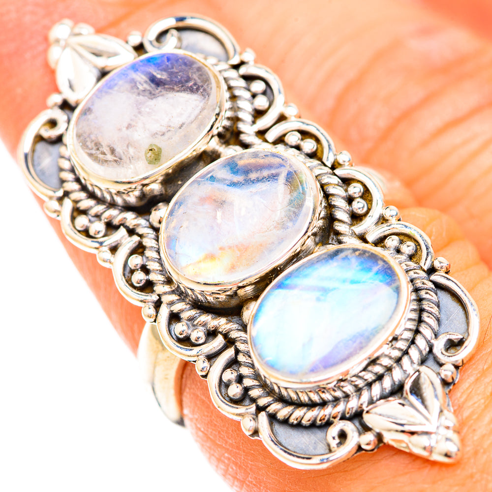 Rainbow Moonstone Rings handcrafted by Anasilvercos - RING119191