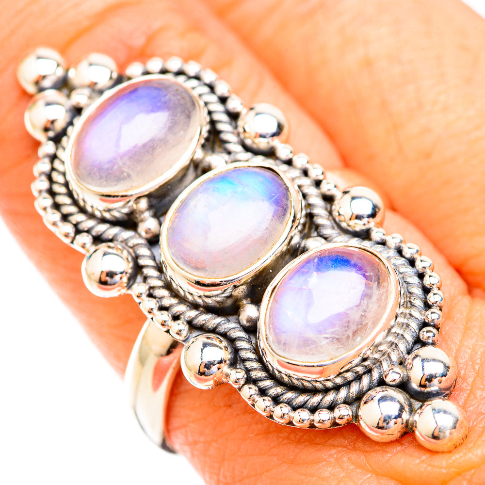 Rainbow Moonstone Rings handcrafted by Anasilvercos - RING119192