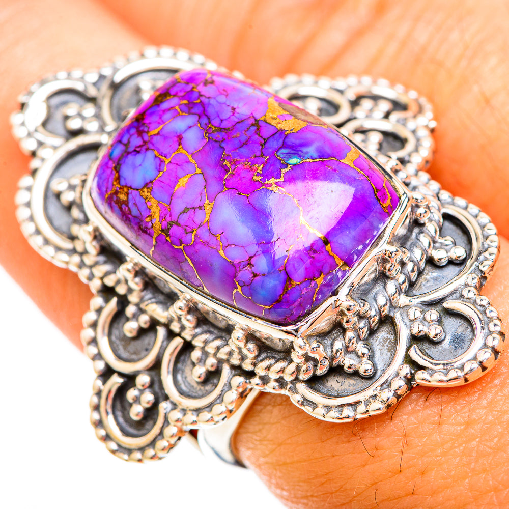 Purple Copper Composite Turquoise Rings handcrafted by Anasilvercos - RING119202