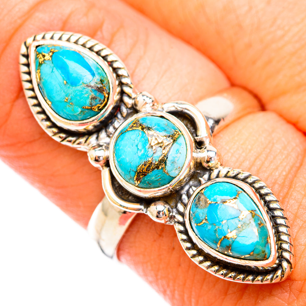 Blue Copper Composite Turquoise Rings handcrafted by Anasilvercos - RING119213