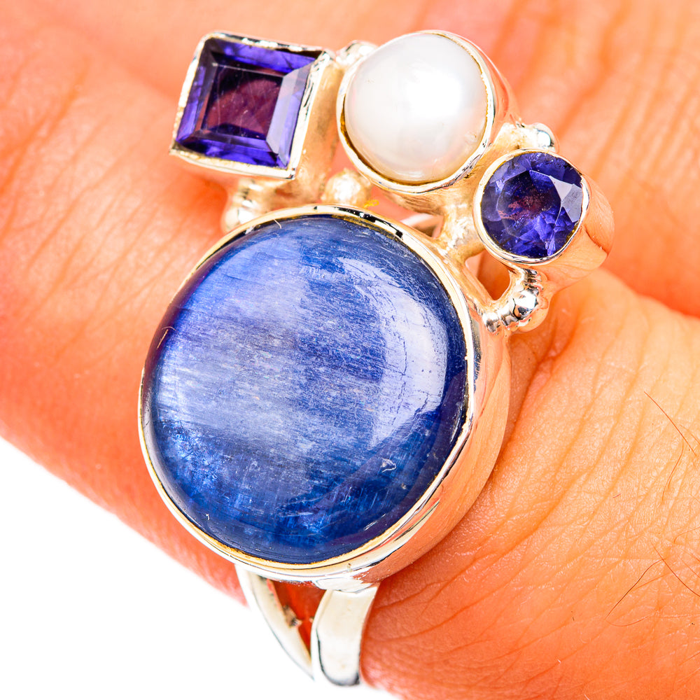 Kyanite, Tanzanite, Rainbow Moonstone Rings handcrafted by Anasilvercos - RING119215
