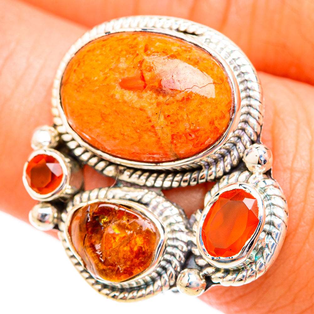 Sponge Coral, Carnelian Rings handcrafted by Anasilvercos - RING119223