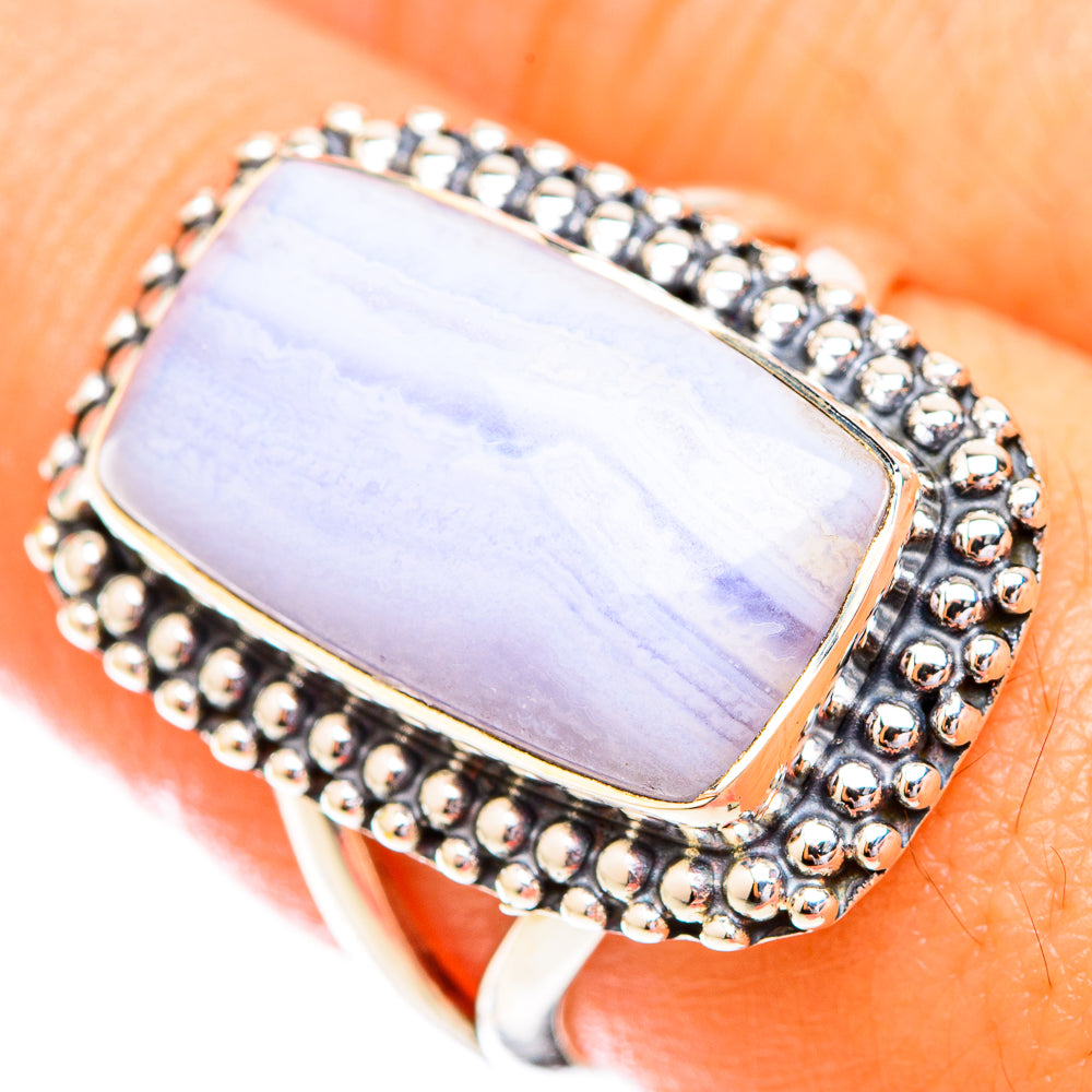 Blue Lace Agate Rings handcrafted by Anasilvercos - RING119233
