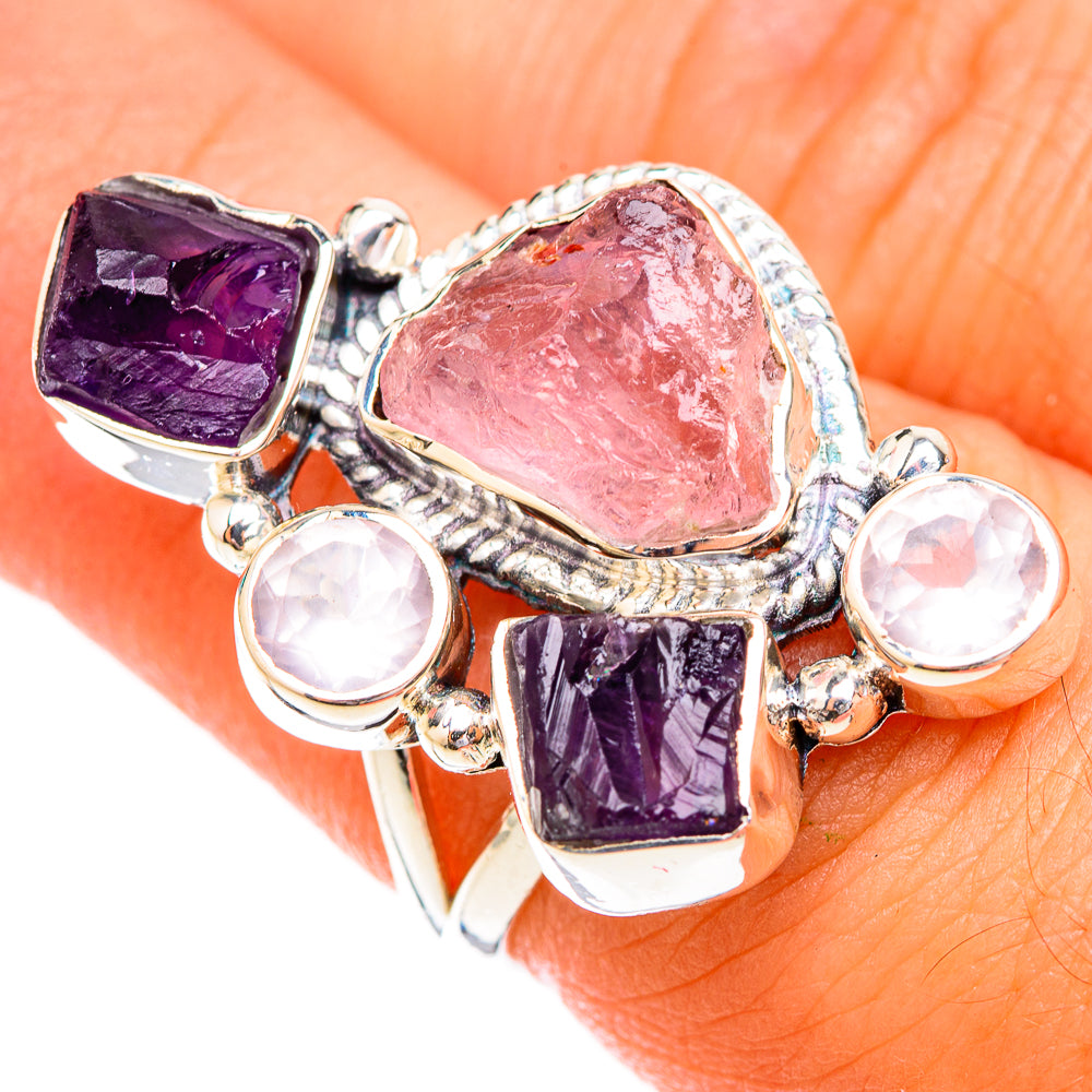 Rose Quartz, Amethyst Rings handcrafted by Anasilvercos - RING119235