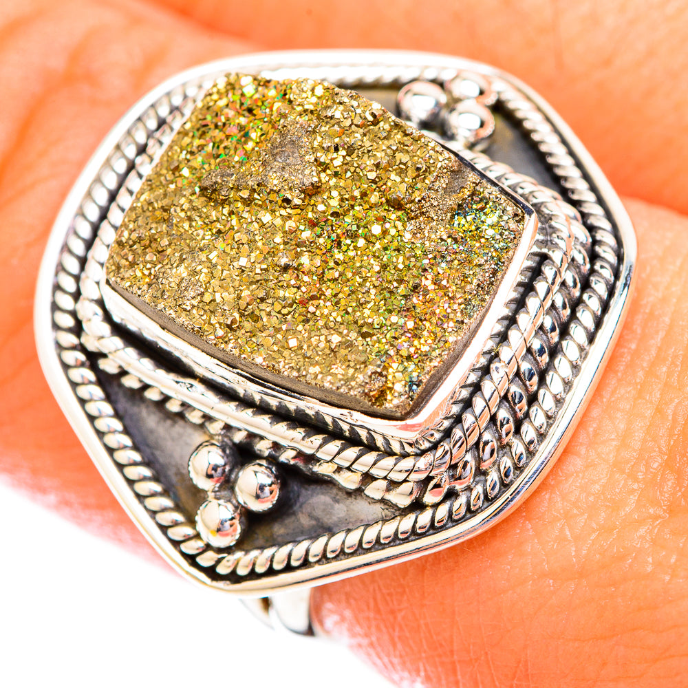 Spectro Pyrite Druzy Rings handcrafted by Anasilvercos - RING119258
