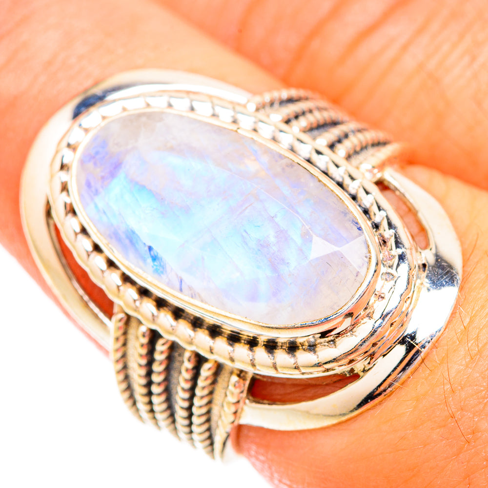 Rainbow Moonstone Rings handcrafted by Anasilvercos - RING119261