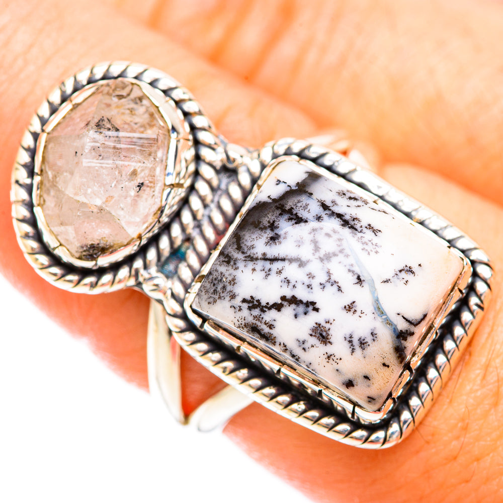 Dendritic Opal, Herkimer Diamond Rings handcrafted by Anasilvercos - RING119263