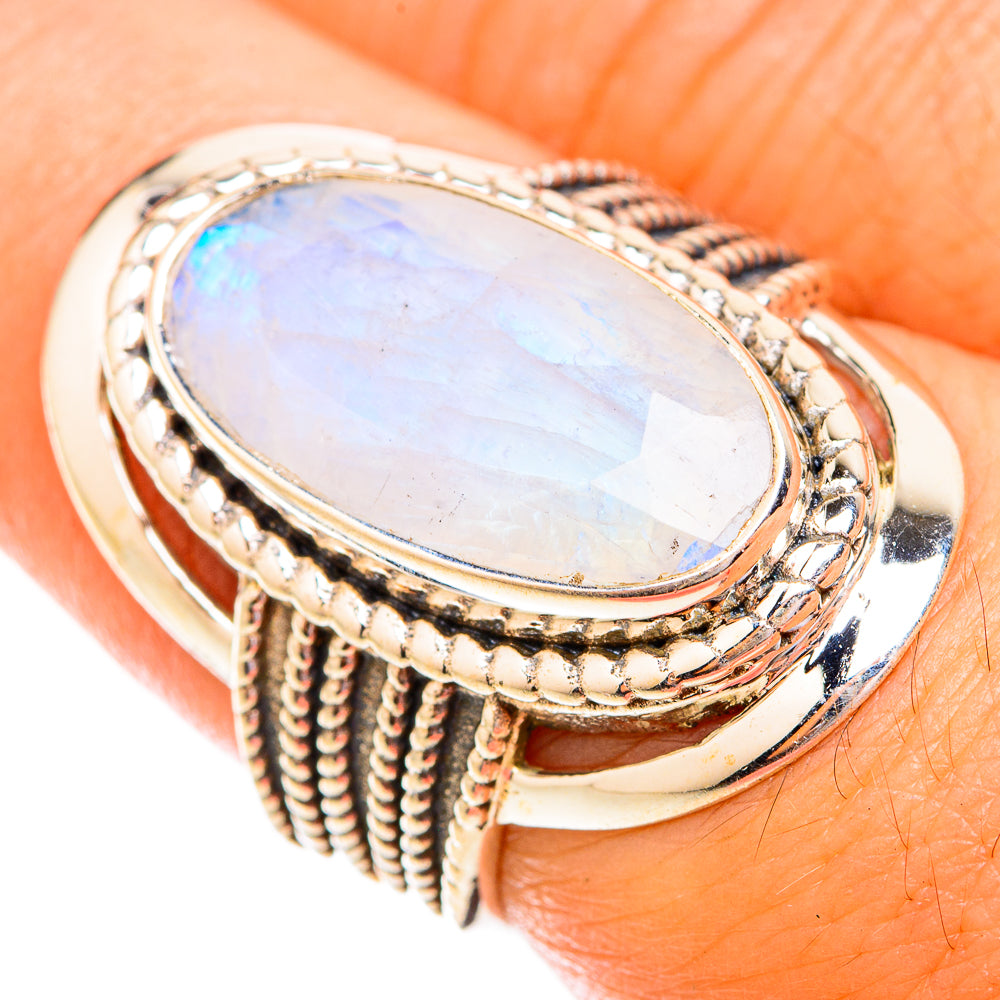 Rainbow Moonstone Rings handcrafted by Anasilvercos - RING119290