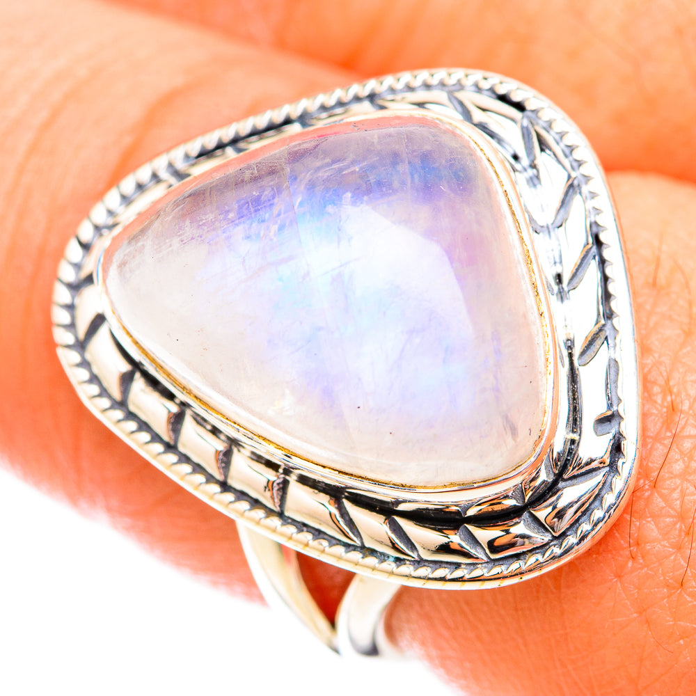 Rainbow Moonstone Rings handcrafted by Anasilvercos - RING119291
