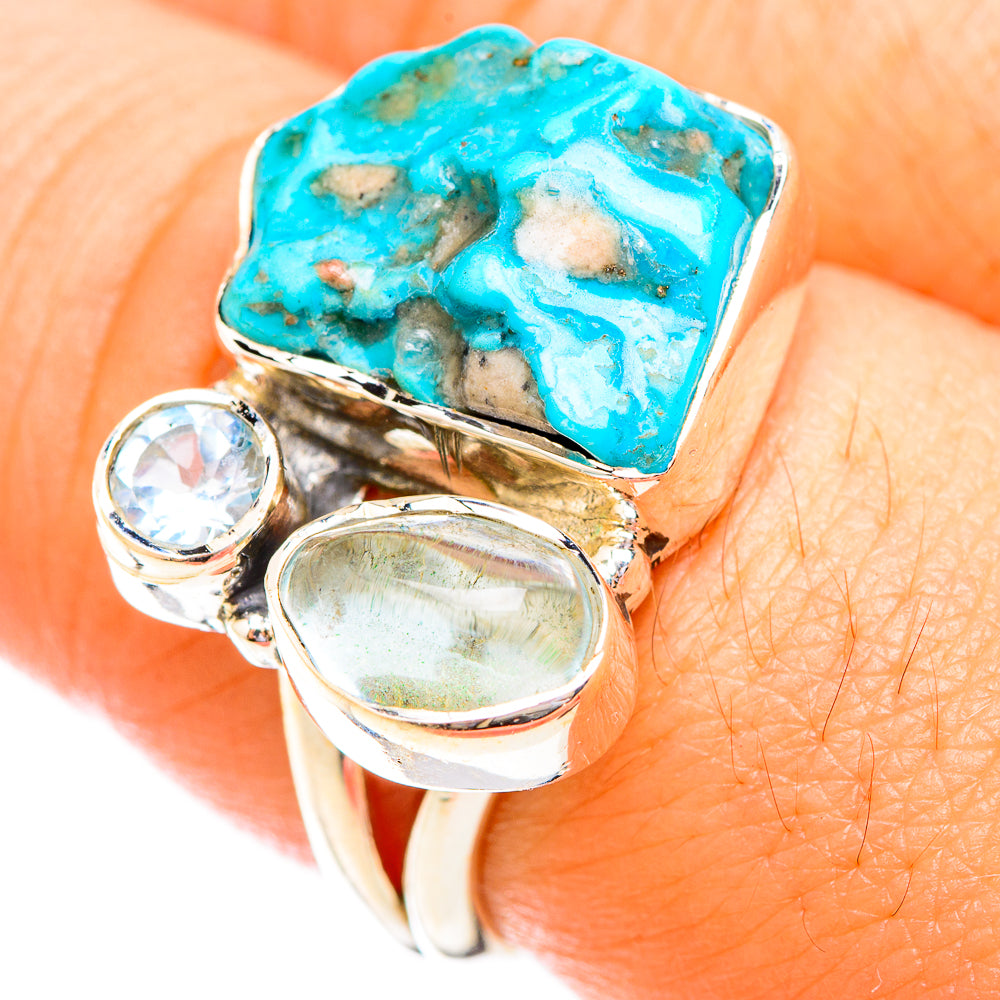 Turquoise, Aquamarine, Blue Topaz Rings handcrafted by Anasilvercos - RING119294