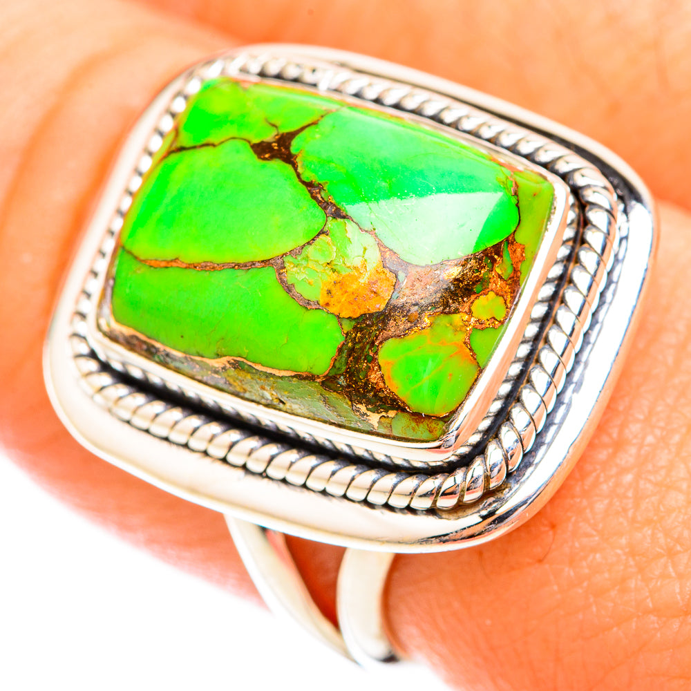 Green Copper Composite Turquoise Rings handcrafted by Anasilvercos - RING119302