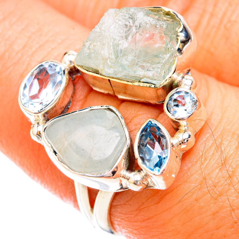 Aquamarine, Blue Topaz Rings handcrafted by Anasilvercos - RING119319