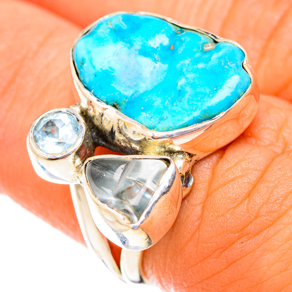 Turquoise, Blue Topaz Rings handcrafted by Anasilvercos - RING119321