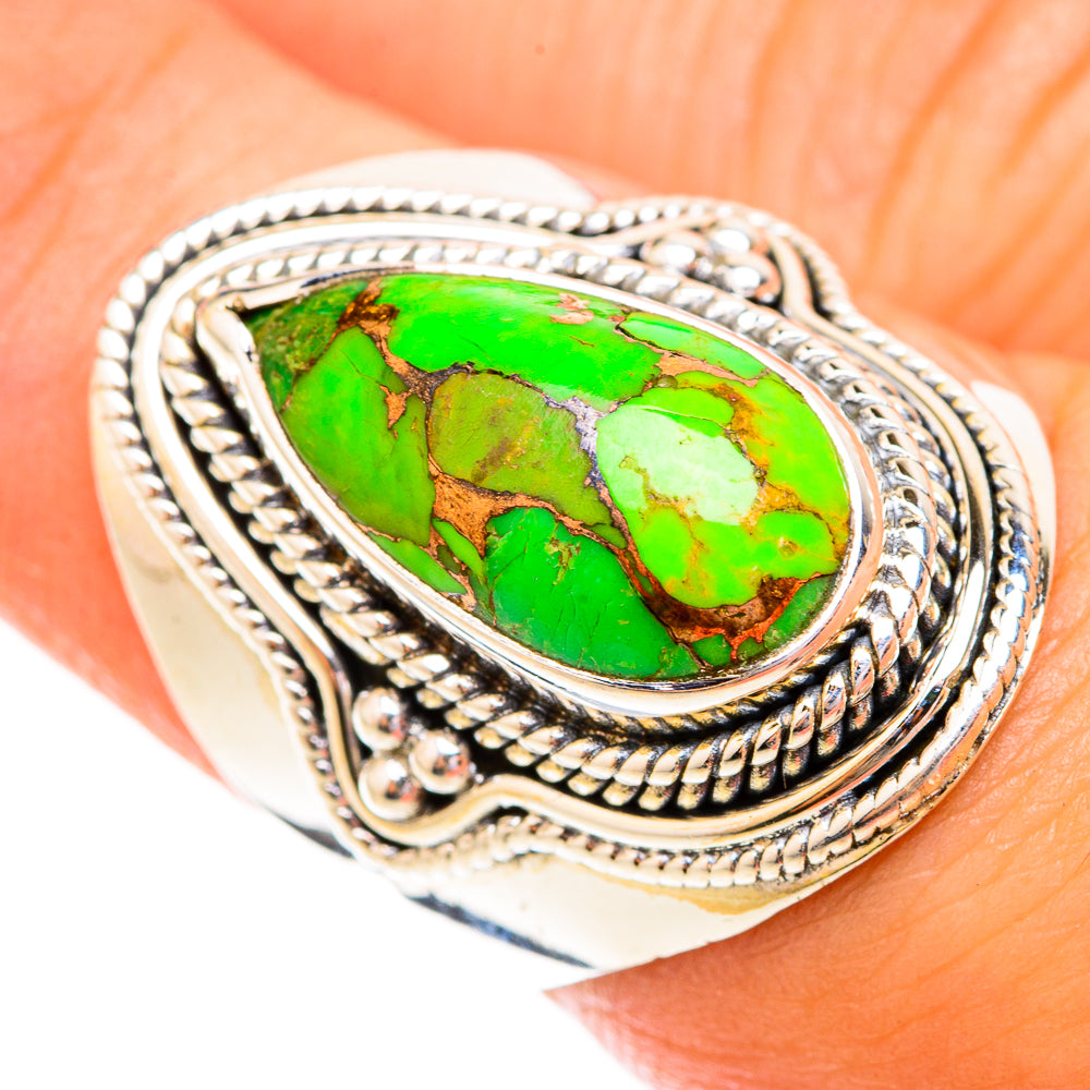 Green Copper Composite Turquoise Rings handcrafted by Anasilvercos - RING119325