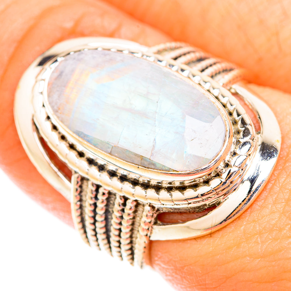 Rainbow Moonstone Rings handcrafted by Anasilvercos - RING119340