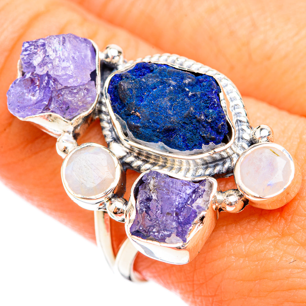 Lapis Lazuli, Tanzanite, Rainbow Moonstone Rings handcrafted by Anasilvercos - RING119346