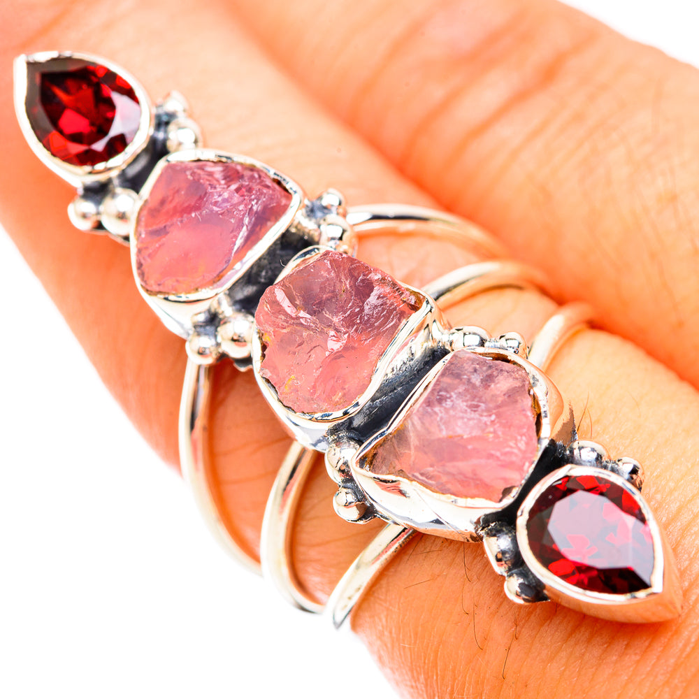Rose Quartz, Garnet Rings handcrafted by Anasilvercos - RING119364