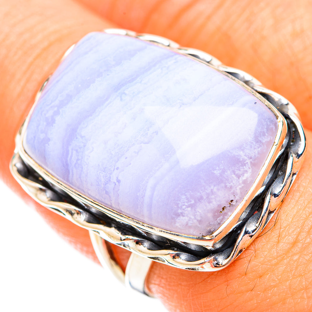 Blue Lace Agate Rings handcrafted by Anasilvercos - RING119371