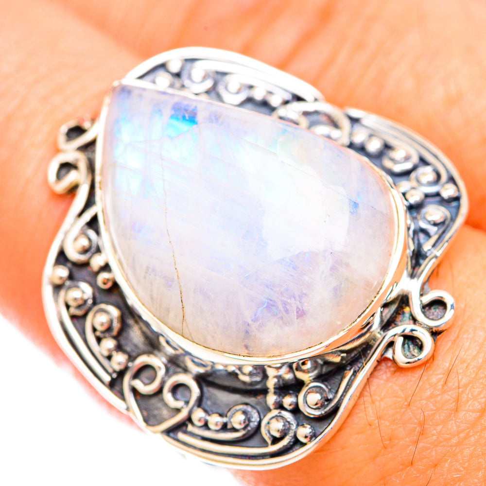 Rainbow Moonstone Rings handcrafted by Anasilvercos - RING119372