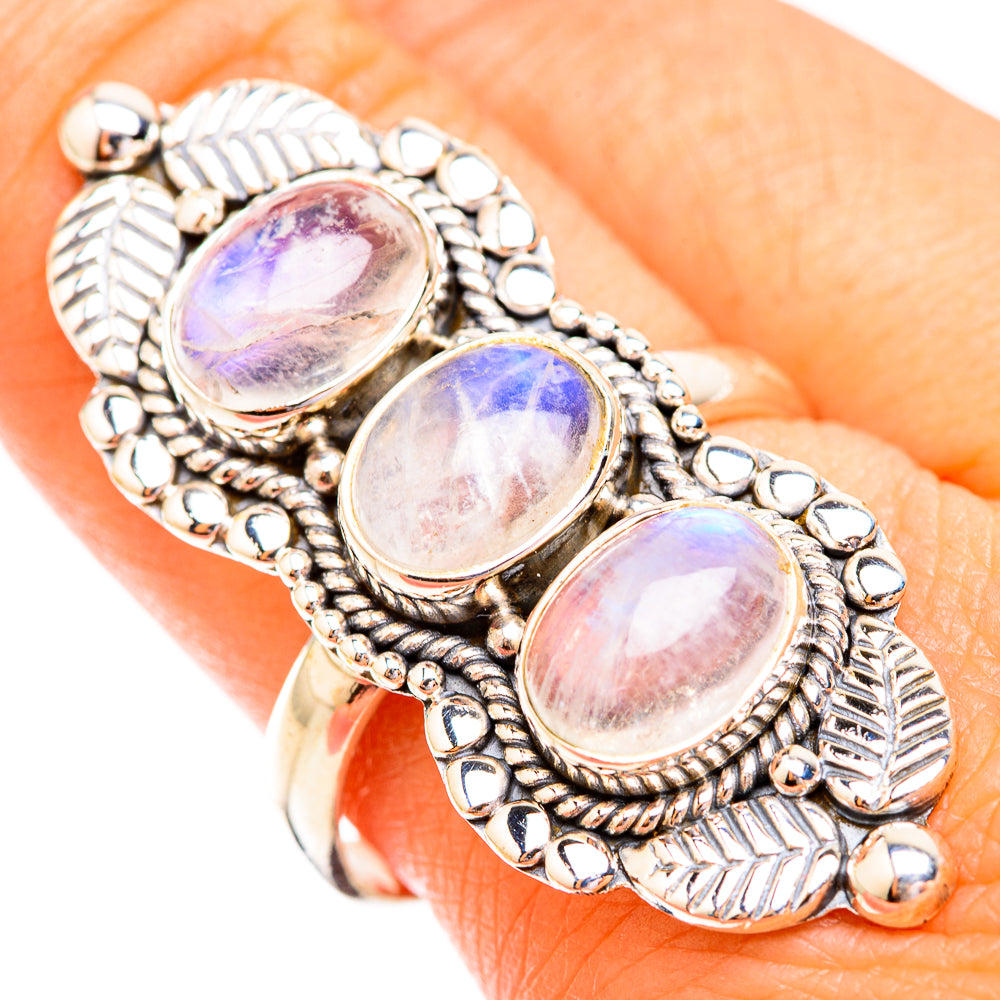 Rainbow Moonstone Rings handcrafted by Anasilvercos - RING119374