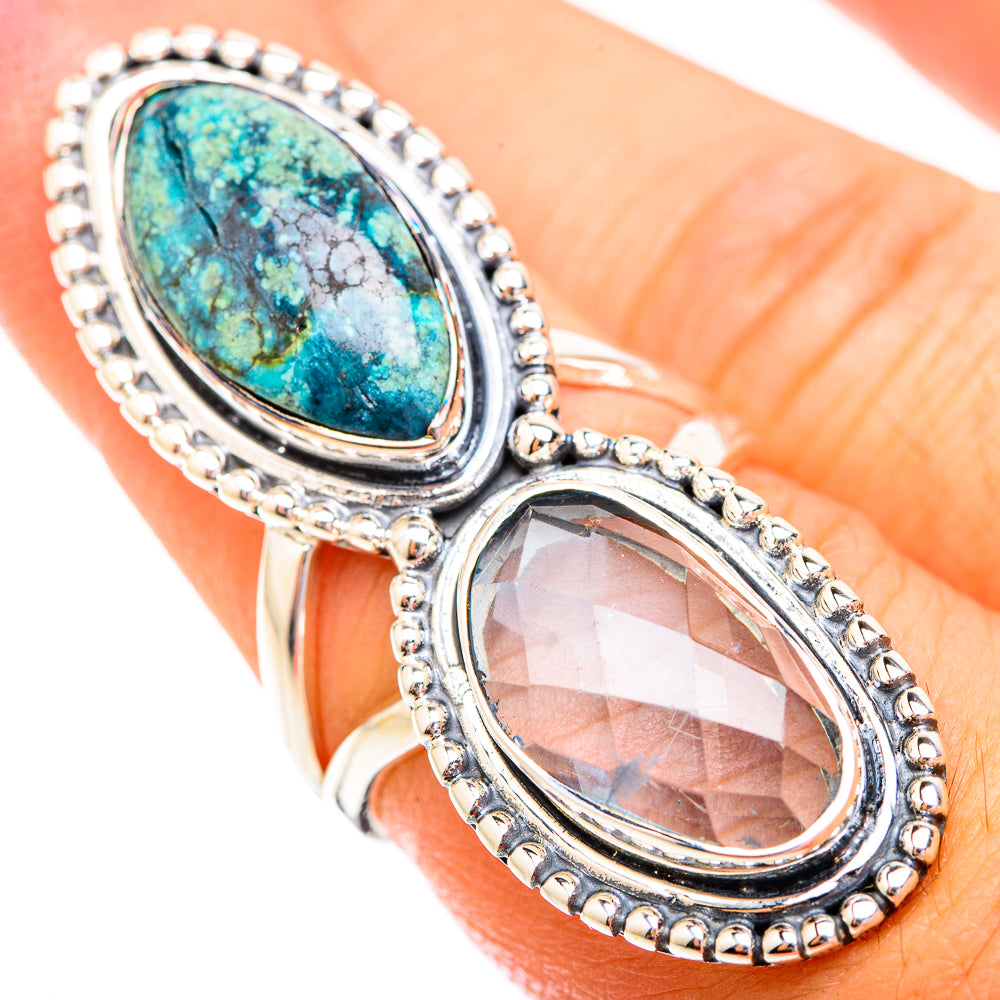 Tibetan Turquoise, Aquamarine Rings handcrafted by Anasilvercos - RING119392