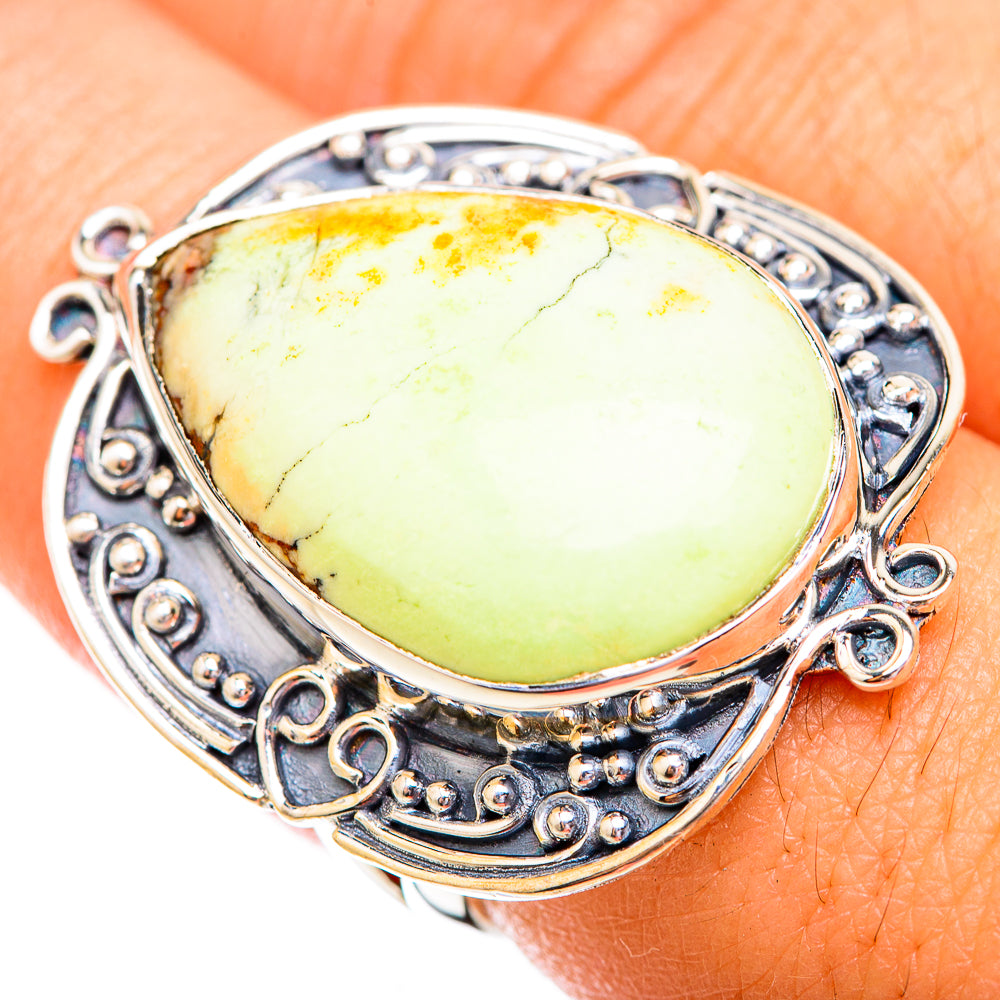 Lemon Chrysoprase Rings handcrafted by Anasilvercos - RING119393