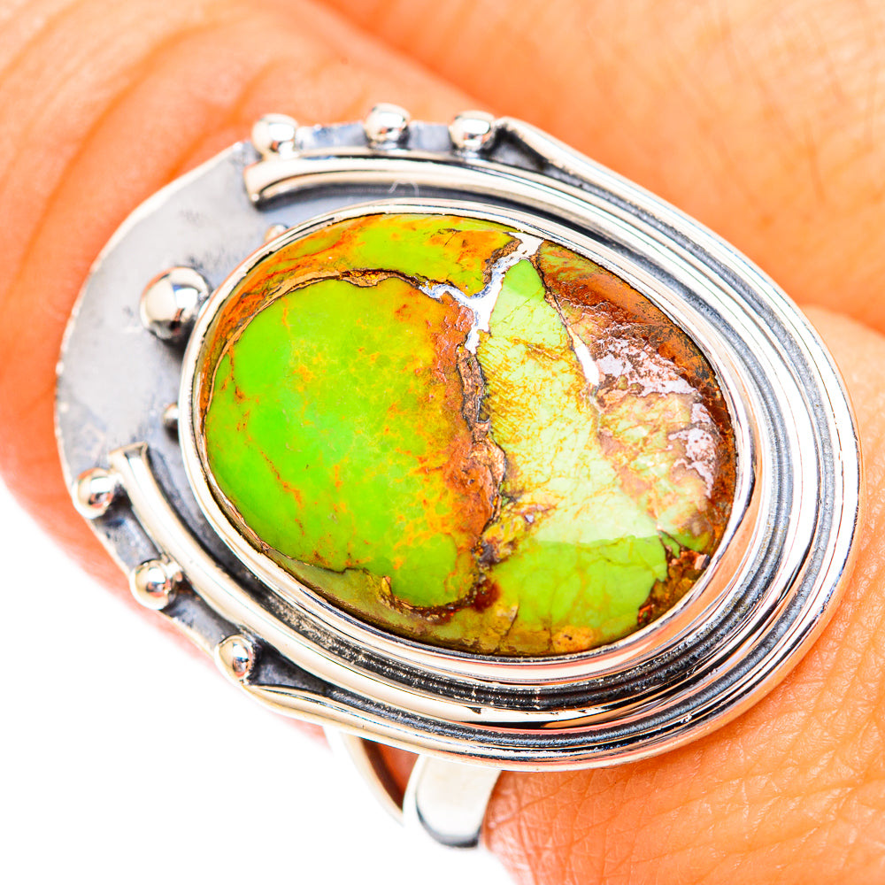 Green Copper Composite Turquoise Rings handcrafted by Anasilvercos - RING119396