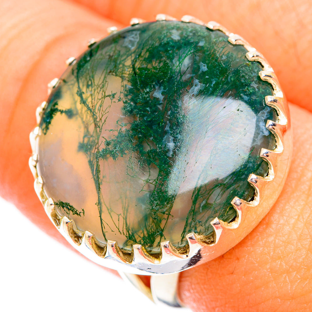 Green Moss Agate Rings handcrafted by Anasilvercos - RING119397