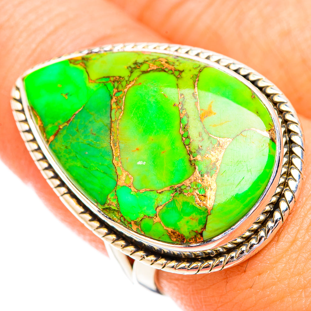 Green Copper Composite Turquoise Rings handcrafted by Anasilvercos - RING119399