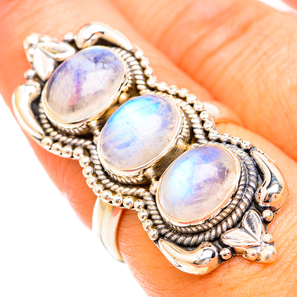 Rainbow Moonstone Rings handcrafted by Anasilvercos - RING119423