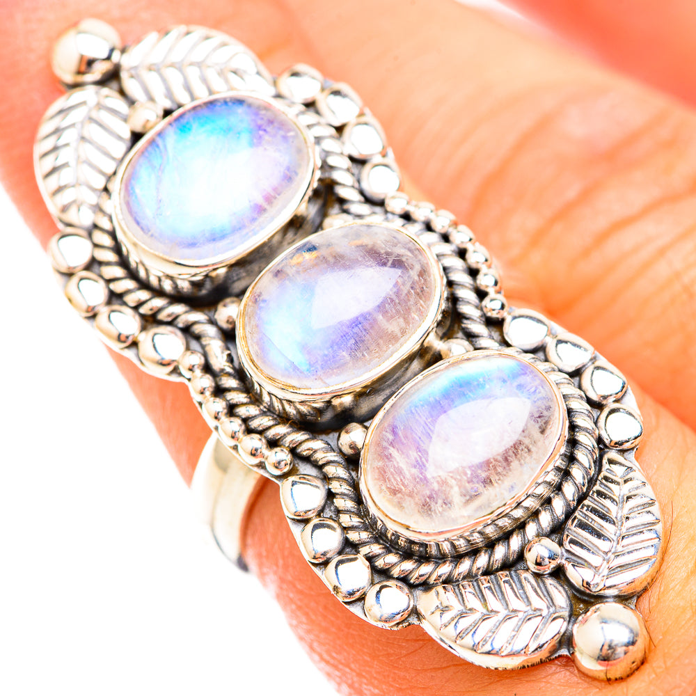 Rainbow Moonstone Rings handcrafted by Anasilvercos - RING119424