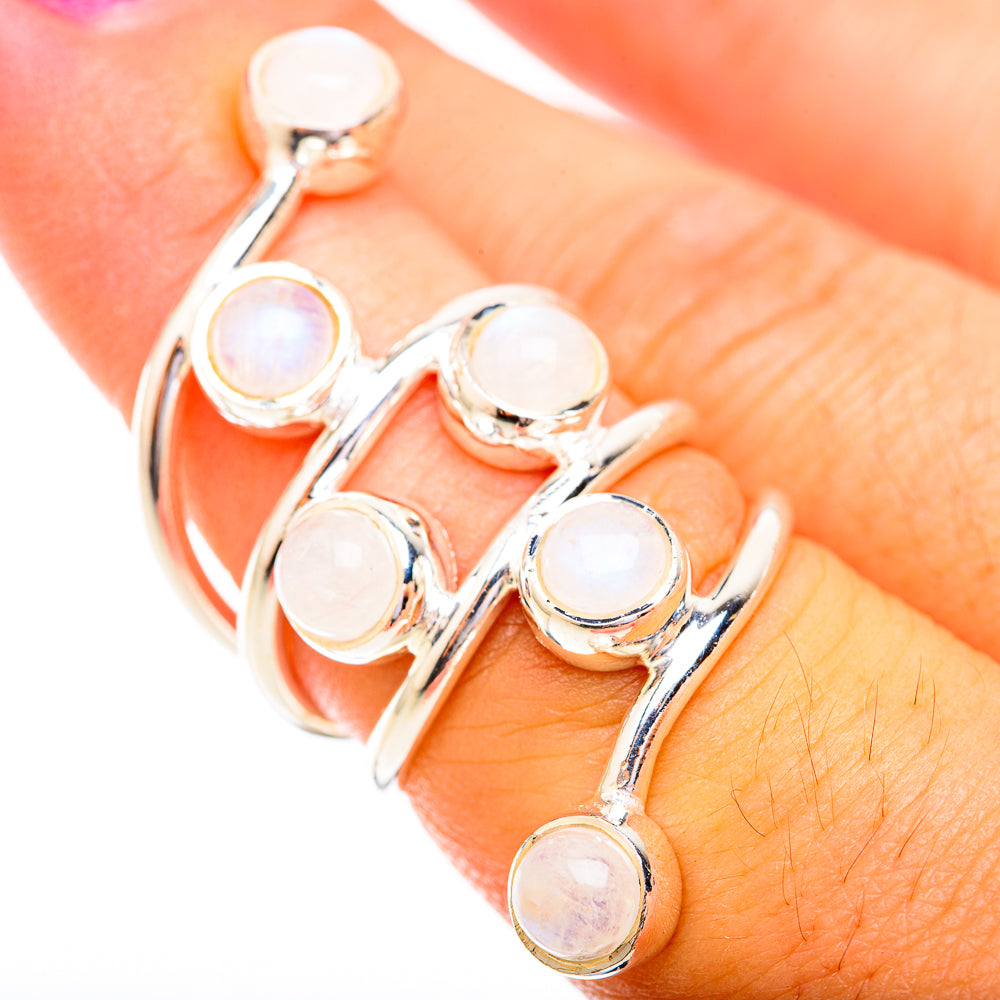 Rainbow Moonstone Rings handcrafted by Anasilvercos - RING119425