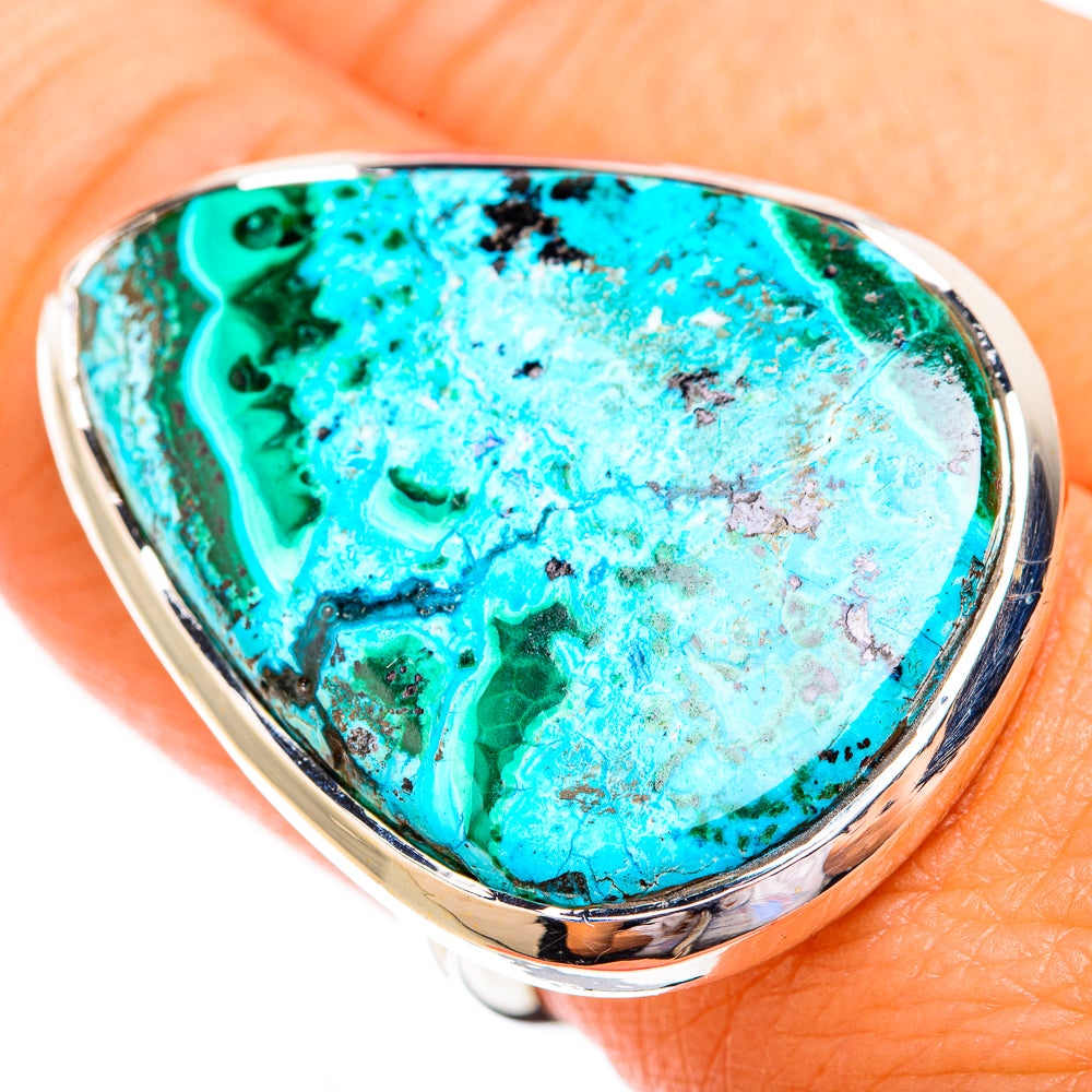 Chrysocolla In Malachite Rings handcrafted by Anasilvercos - RING119429