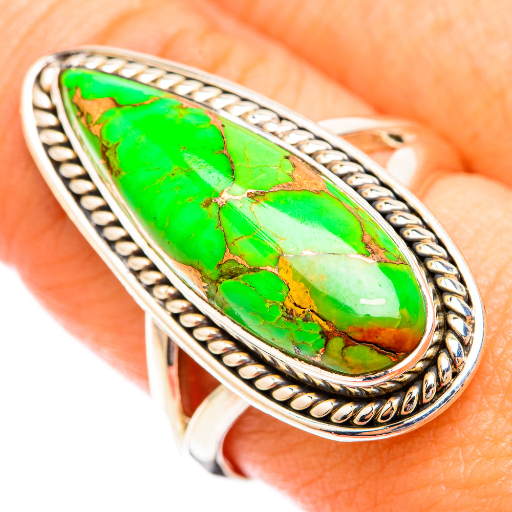 Green Copper Composite Turquoise Rings handcrafted by Anasilvercos - RING119437