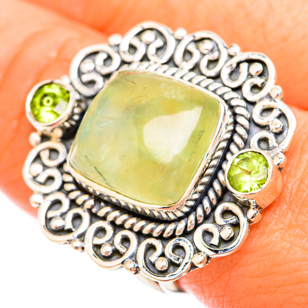 Prehnite, Peridot Rings handcrafted by Anasilvercos - RING119444