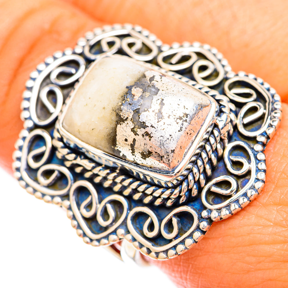 Pyrite Agate Rings handcrafted by Anasilvercos - RING119457