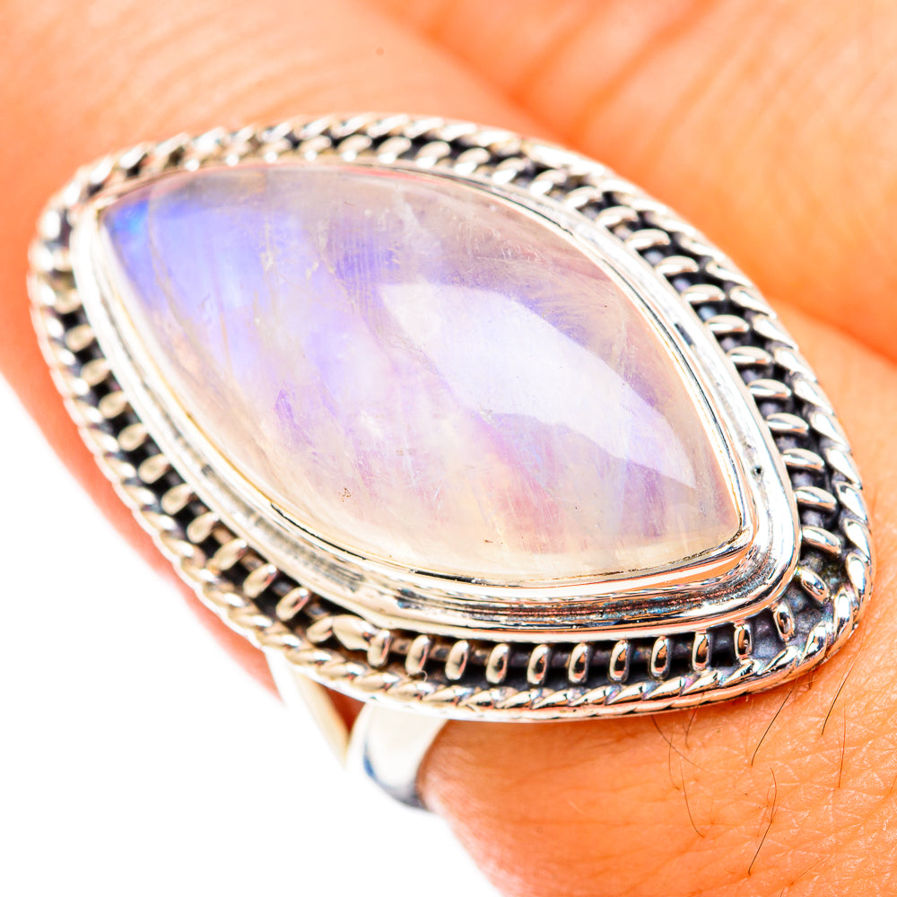 Rainbow Moonstone Rings handcrafted by Anasilvercos - RING119460