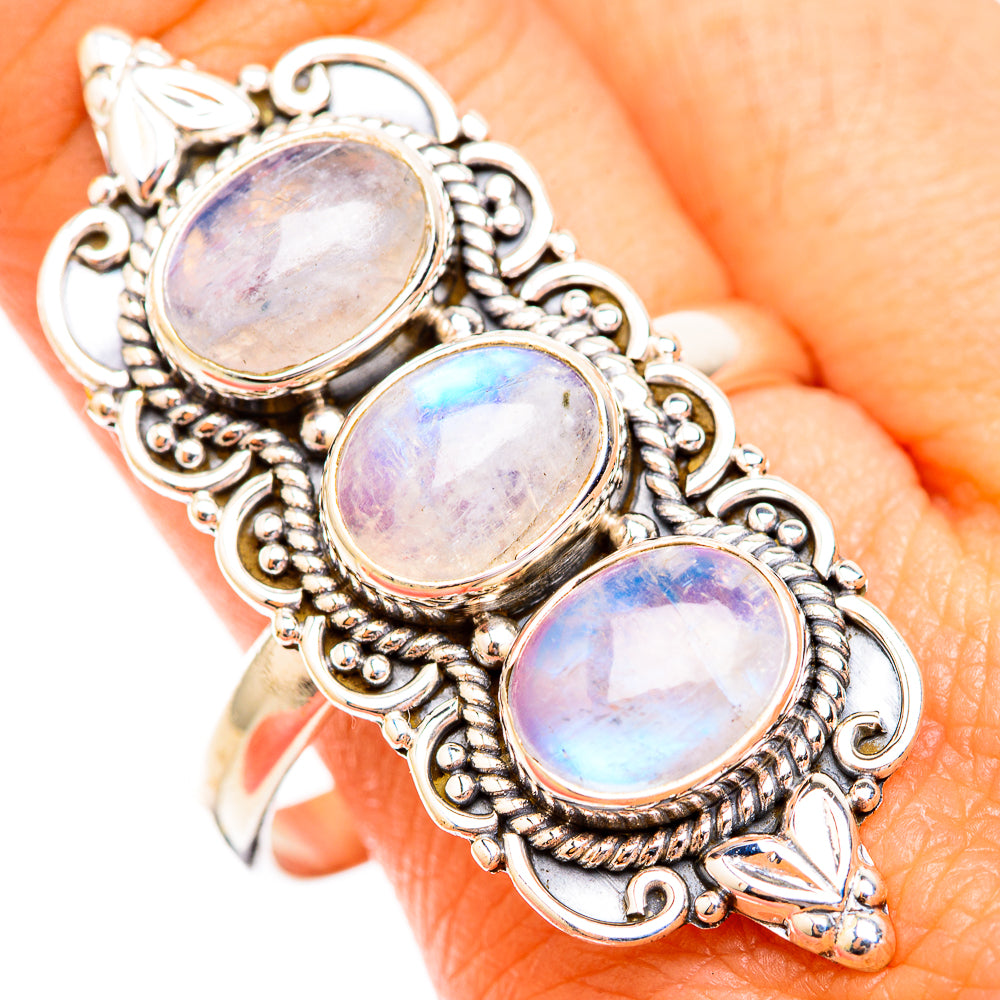 Rainbow Moonstone Rings handcrafted by Anasilvercos - RING119462