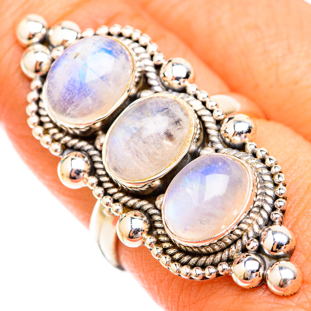 Rainbow Moonstone Rings handcrafted by Anasilvercos - RING119463