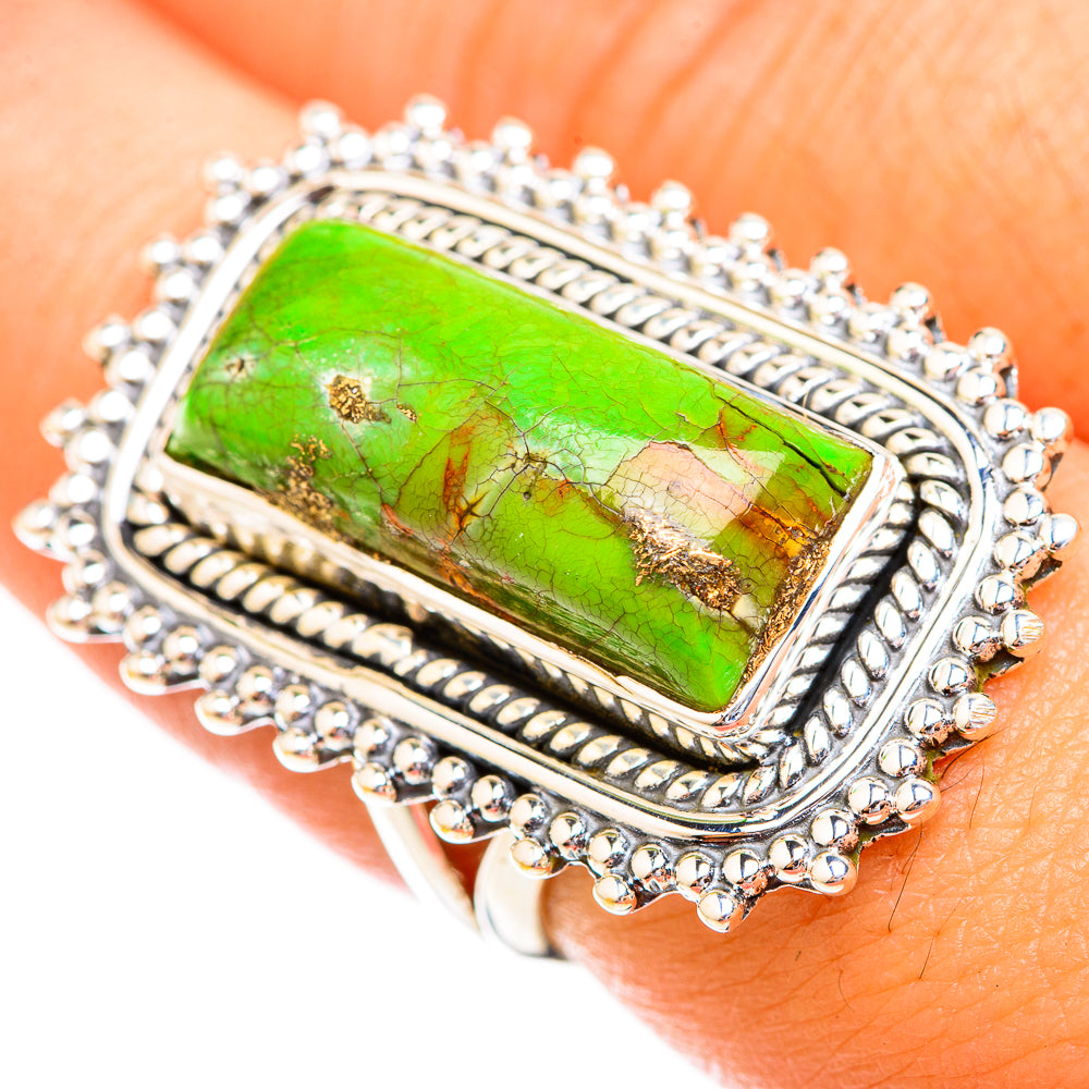 Green Copper Composite Turquoise Rings handcrafted by Anasilvercos - RING119476