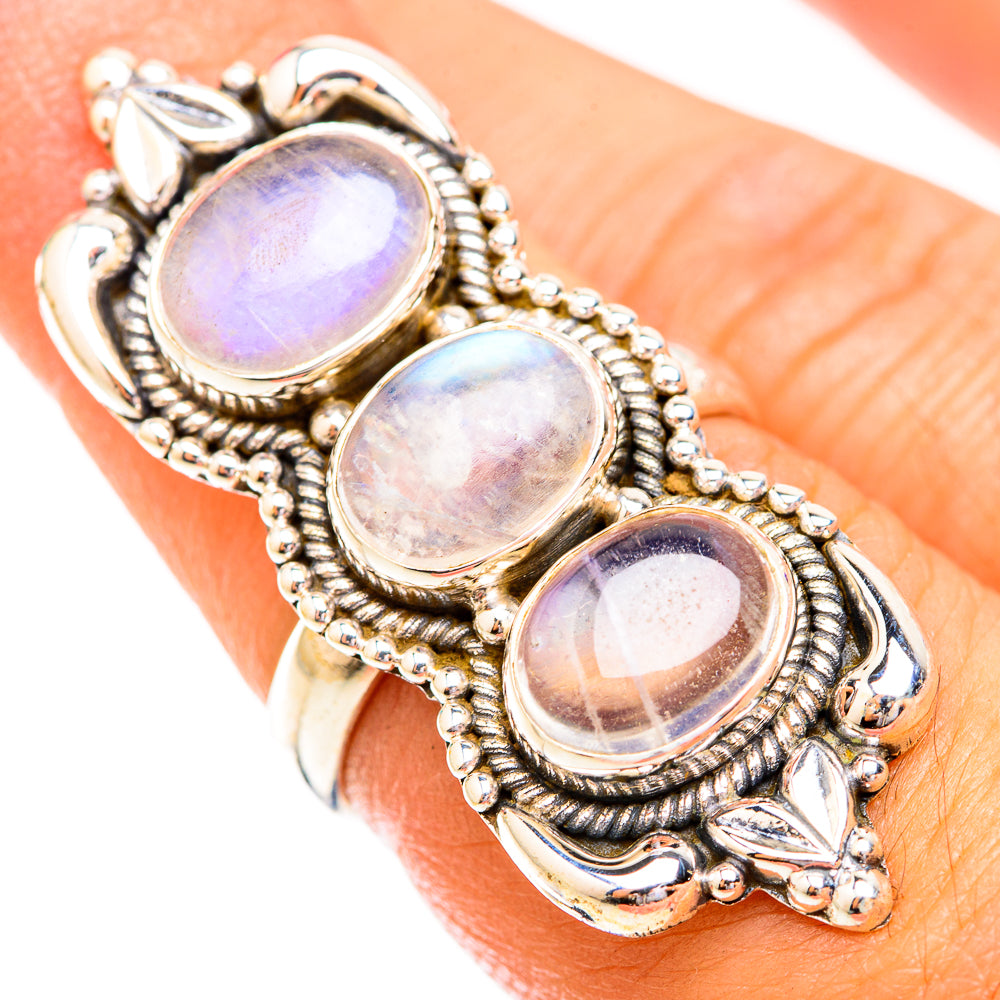 Rainbow Moonstone Rings handcrafted by Anasilvercos - RING119499