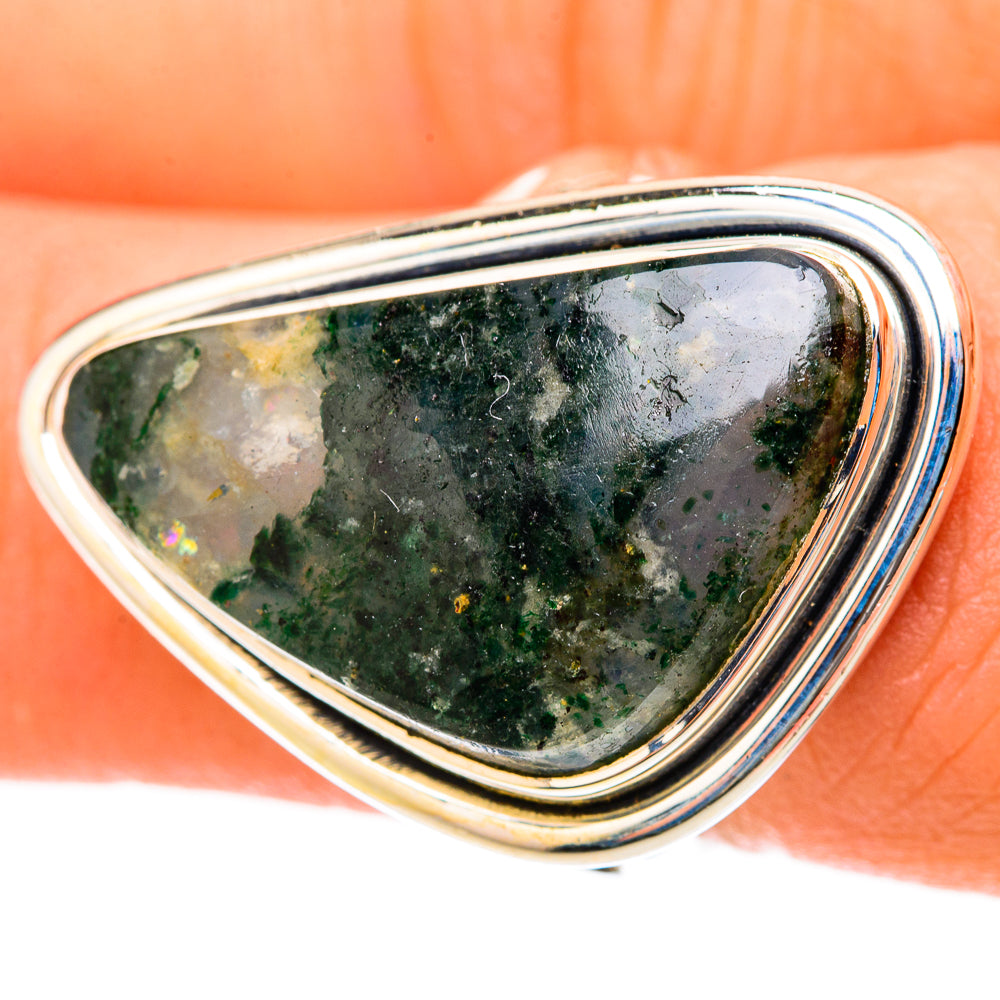 Green Moss Agate Rings handcrafted by Anasilvercos - RING119516