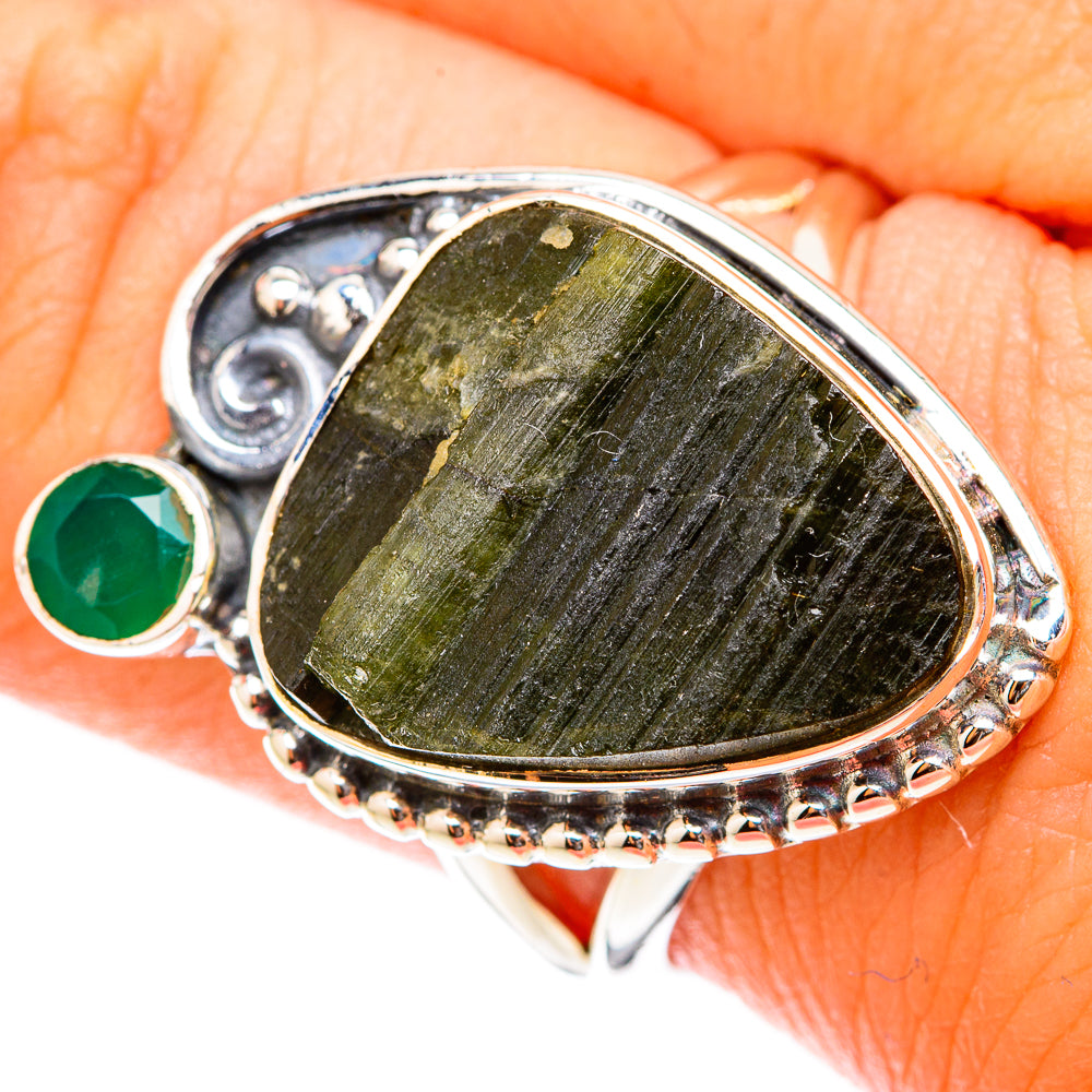 Green Tourmaline Rings handcrafted by Anasilvercos - RING119518