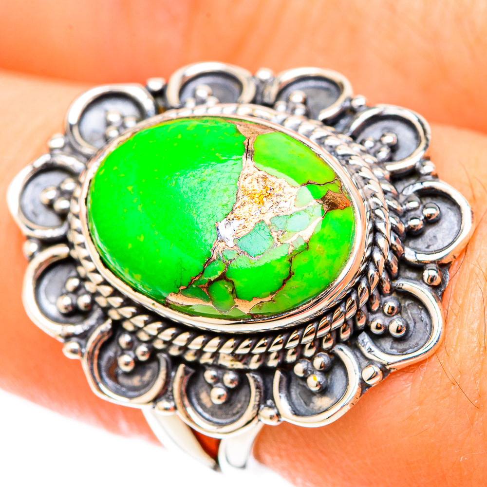 Green Copper Composite Turquoise Rings handcrafted by Anasilvercos - RING119520