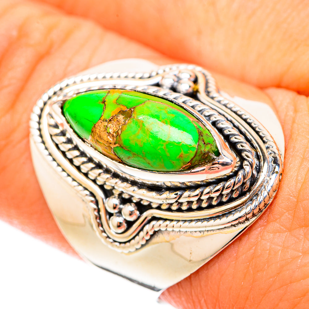 Green Copper Composite Turquoise Rings handcrafted by Anasilvercos - RING119545