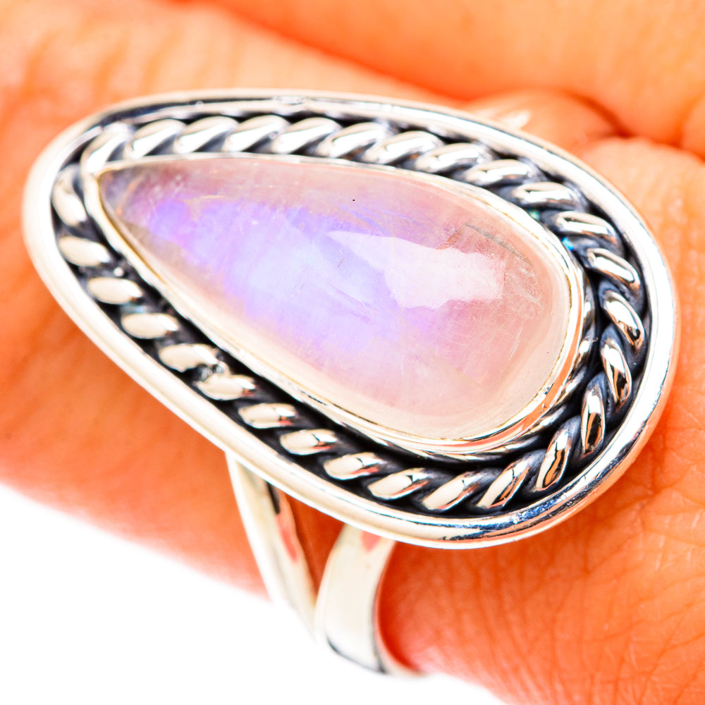 Rainbow Moonstone Rings handcrafted by Anasilvercos - RING119561